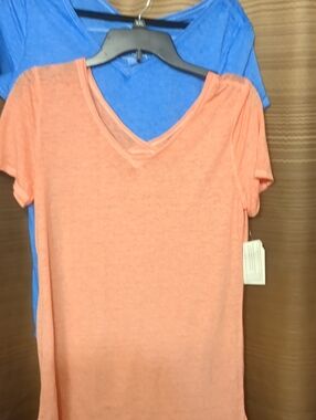 Time and Tru Soft Peach Short Sleeve Tee And Bright Blue Tee